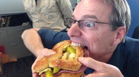 Because of the limited structural integrity of <a href="http://www.npr.org/blogs/thesalt/2013/05/20/185536994/sandwich-monday-the-saltwich">The Saltwich</a>, Robert had to employ the Butterfly Grip in 2013.
