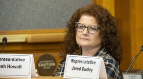 Rep. Leah Howell, a Derby Republican, co-sponsors a bill that could level the playing field between renters and homeowners when it comes to multiple payments in a month. She appears here on March 31, 2025, in a committee hearing in Topeka.