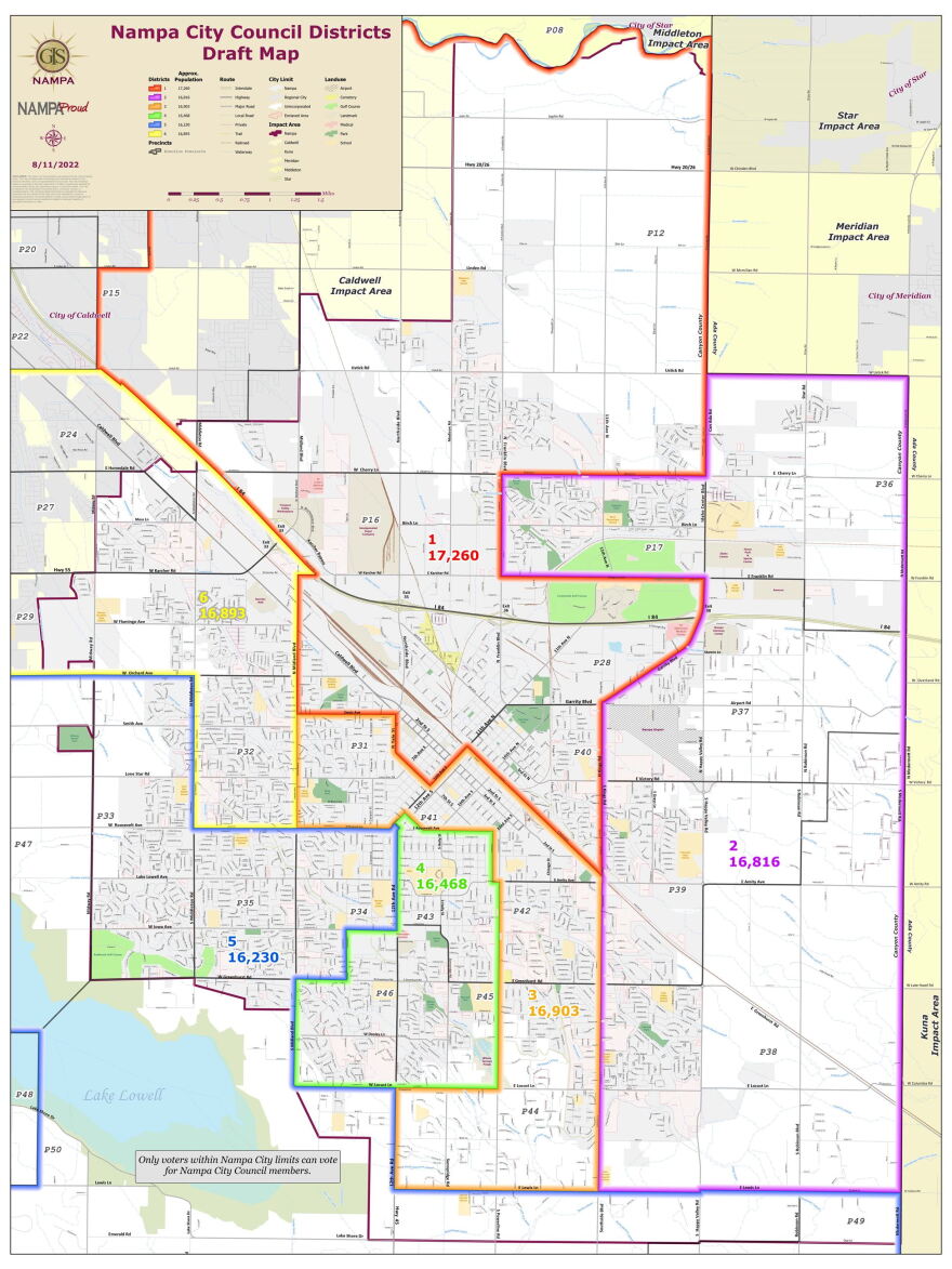 Nampa's City Council votes on a new council districts Boise State