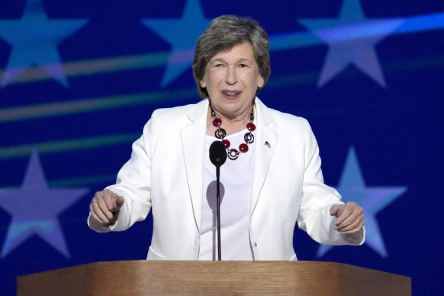 Randi Weingarten, president of the American Federation of Teachers, speaks during the Democratic National Convention Aug. 22, 2024, in Chicago. (J. Scott Applewhite/AP)