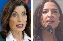 Gov. Kathy Hochul, left, and U.S. Rep. Alexandria Ocasio-Cortez.