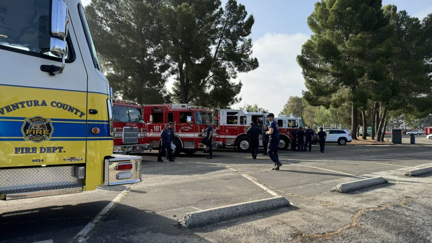Firefighters from different Ventura County fire agencies at the Post Fire.