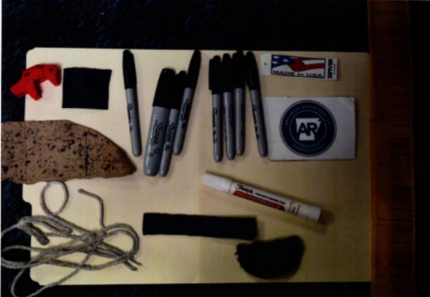Evidence photo of the sharpies Hardin used to escape.