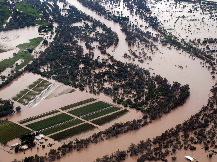 Heavy rains in Australia in 2010 and 2011 flooded farmland and homes, like these in the Queensland state town of St. George, seen here on Feb. 7. 2011.