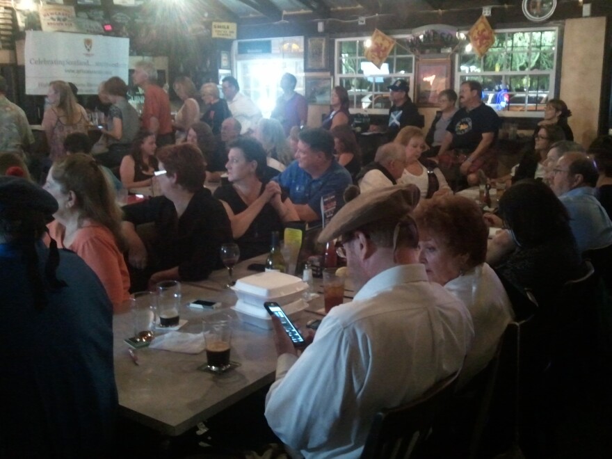Local Scots wait for independence vote results at Rosie McCaffrey's pub in Phoenix.