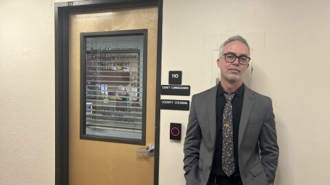 Lincoln County Commissioner Casey Miller posed for this photo in January 2025 three months after he was prohibited using his courthouse office. He’s now asking a federal judge to overturn the ban.