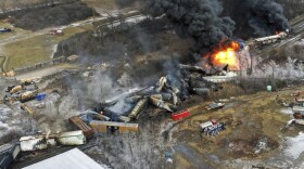The freight train that derailed in East Palestine, Ohio in February.