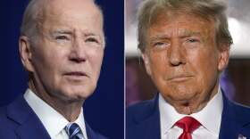 In this combination of photos, President Joe Biden speaks on Aug. 10, 2023, in Salt Lake City, left, and former President Donald Trump speaks on June 13, 2023, in Bedminster, N.J. (AP)