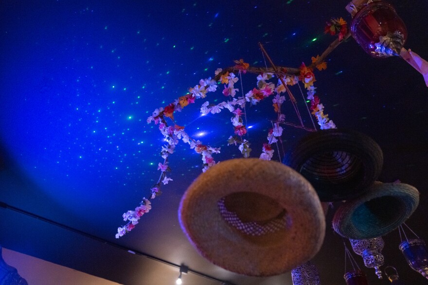 Decoration at Java Jazz, a cafe and bar in Lahaina that is a local hang out where many Lahaina residents gather and share stories after the fire.