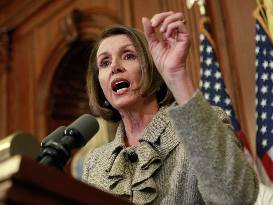 House Speaker Nancy Pelosi of California holds a news conference on health care Thursday on Capitol Hill.