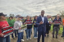 Republican gubernatorial candidate John James speaks outside the site of a planned data center in Saline Township on October 2, 2026.