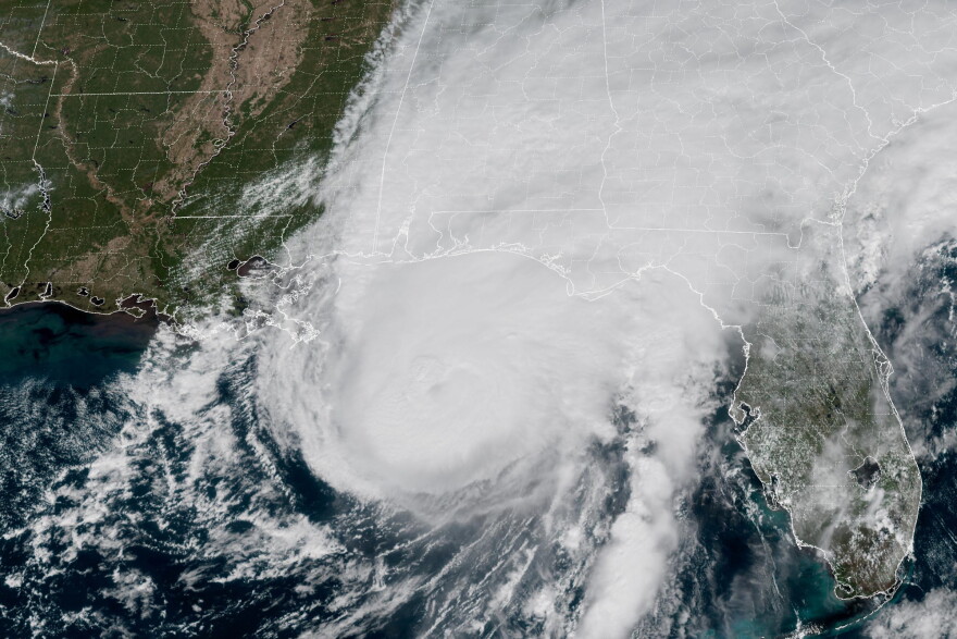 Satellite image shows Hurricane Isaias approaching the Gulf Coast of Alabama and Florida
