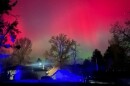 The Northern Lights(Aurora Borealis) can be seen in the sky over Cobden, IL