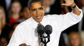 President Obama campaigning in Las Vegas, Nevada. While the president has stumped for Democrats around the country, he has not gone to Arkansas where he could be a detriment to candidates in his party.