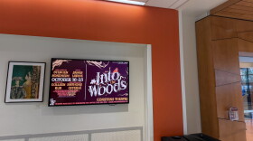 A display in the Reitz Union promotes UF’s upcoming production of “Into the Woods,” a Stephen Sondheim musical that puts a twist on familiar fairy tales.