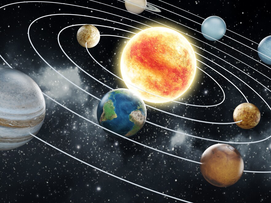 Solar system with eight planets.