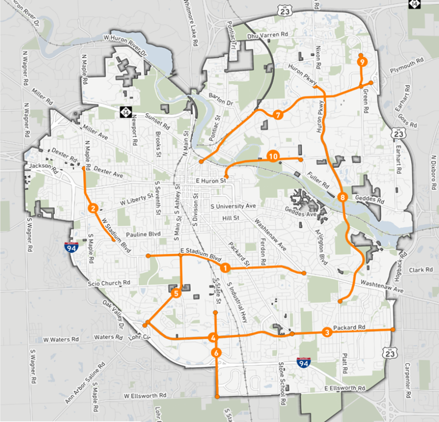 Corridor map of the A2R2 study.