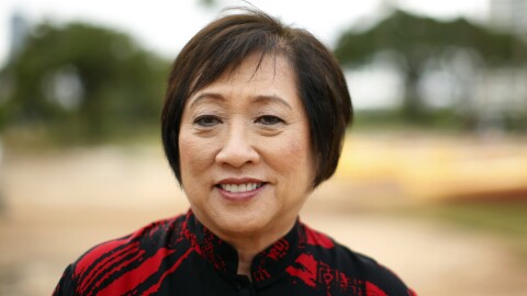 In this April 28, 2018, photo, U.S. Rep. Colleen Hanabusa, D-Hawaiʻi, stands near the Ala Wai Canal, in Honolulu. At the time, Hanabusa was running for governor in a race that ultimately went to David Ige.