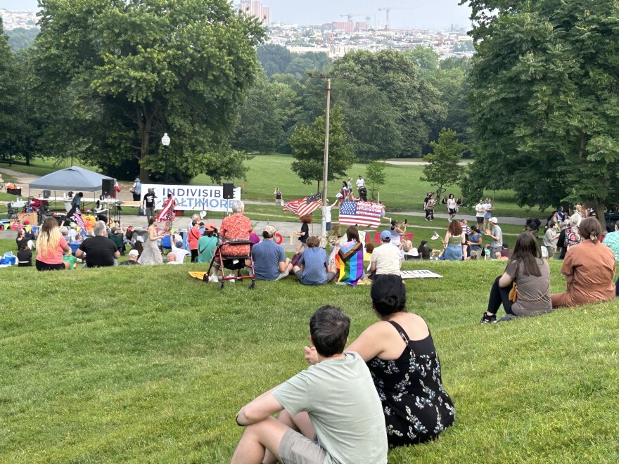 Musicians performed at Patterson Park while marchers took to the streets.