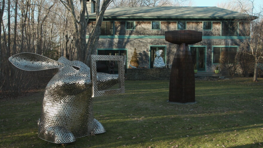 A lawn sculpture bunny called "Big B and the Looking Glass" recently sold for $95,000.