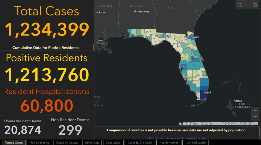 Florida Department of Health COVID-19 dashboard
