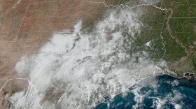 A jumble of clouds floats over lower Texas on Oct. 12, 2026