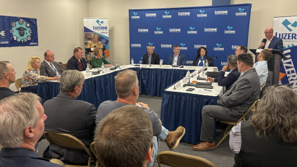 Representatives from the trades, colleges and industry join in on a Digital Infrastructure Panel at Luzerne County Community College's Scranton Campus.
