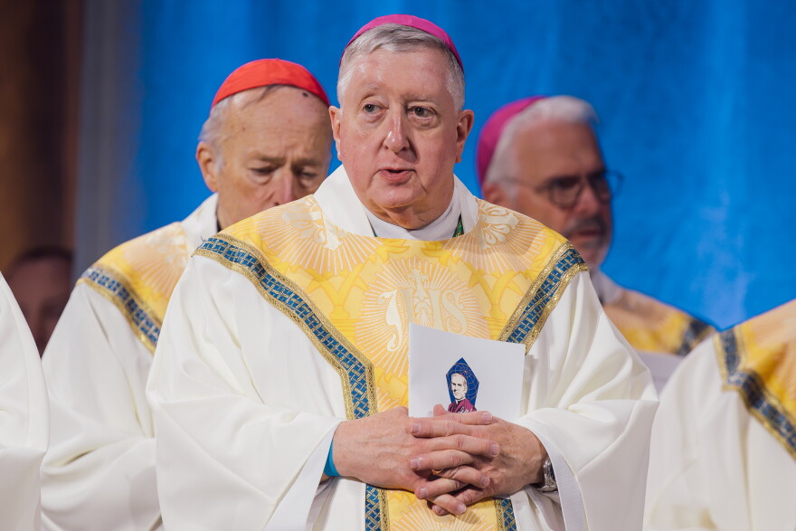 St. Louis Archbishop Mitchell Rozanski attends the beatification Mass for the late Archbishop Fulton J. Sheen on Thursday.