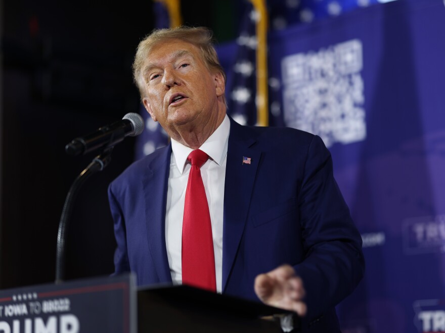 Former President Donald Trump speaks at a campaign event in Ankeny, Iowa, on Dec. 2.