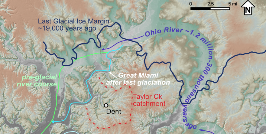 A map of the greater Cincinnati area, before humans settled in the area.