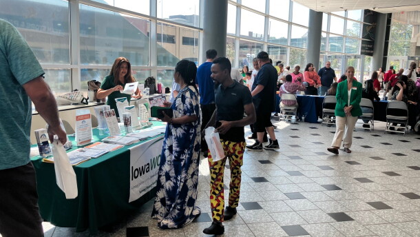 Hundreds of laid-off Tyson Foods workers attended a rapid response resource and job fair at Vibrant Arena at The MARK Wednesday, Sept. 2, 2026.