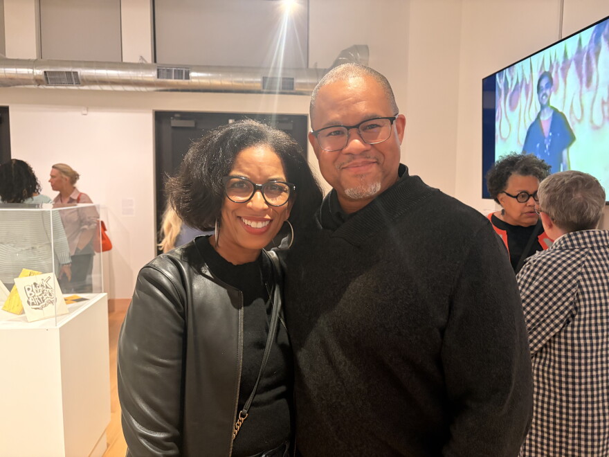 Kenge and Reggie Adams attended opening night of the "Building Bronzeville" exhibition in support of local art.