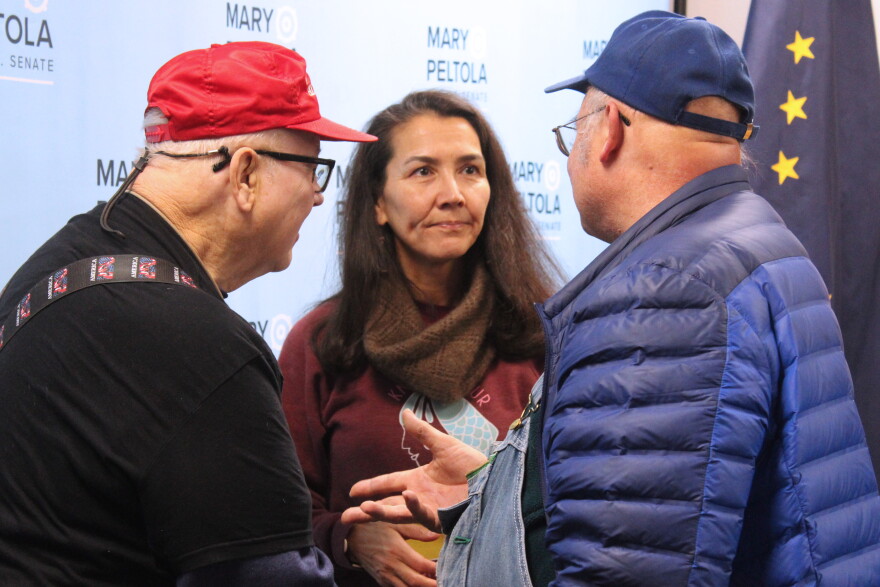 Former Democratic Congresswoman and U.S. Senate candidate Mary Peltola speaks with supporters at a campaign event on Wednesday, Oct. 28, 2026 in Soldotna, Alaska.