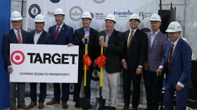 Officials and developers gather in the Capitol Rotunda to ceremoniously break ground on the Paddocks of Frankfort development site