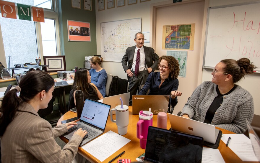 Alfieri meets with students and staff at UM School of Law’s Center for Ethics and Public Service, which is celebrating its 30th anniversary this year.