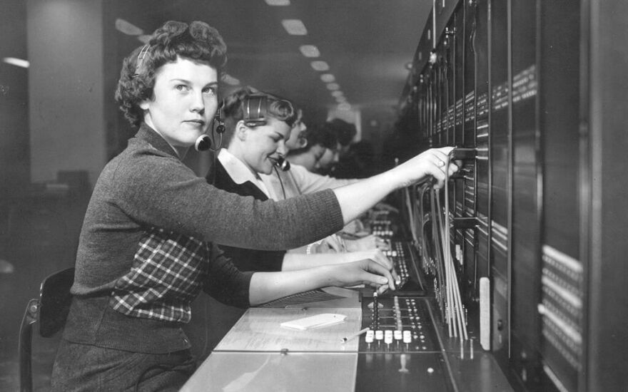 Long Distance operators in Omaha, Nebraska. c. 1959