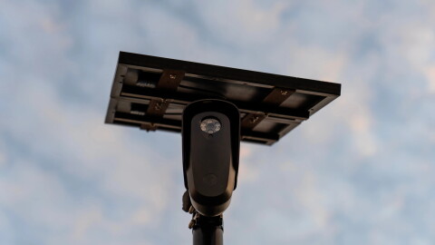 A Flock Safety license plate reader is seen along a public road, Thursday, Oct. 16, 2025, in Houston.