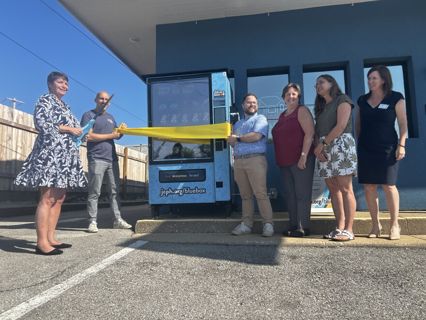 A new, free-to-use Bluebox vending machine was placed outside the Synergy One Lending mortgage company, near 63rd Street and Blue Ridge Boulevard, in Raytown on Thursday. It’s the third such machine in Jackson County, intended to cut down on the number of overdose deaths.