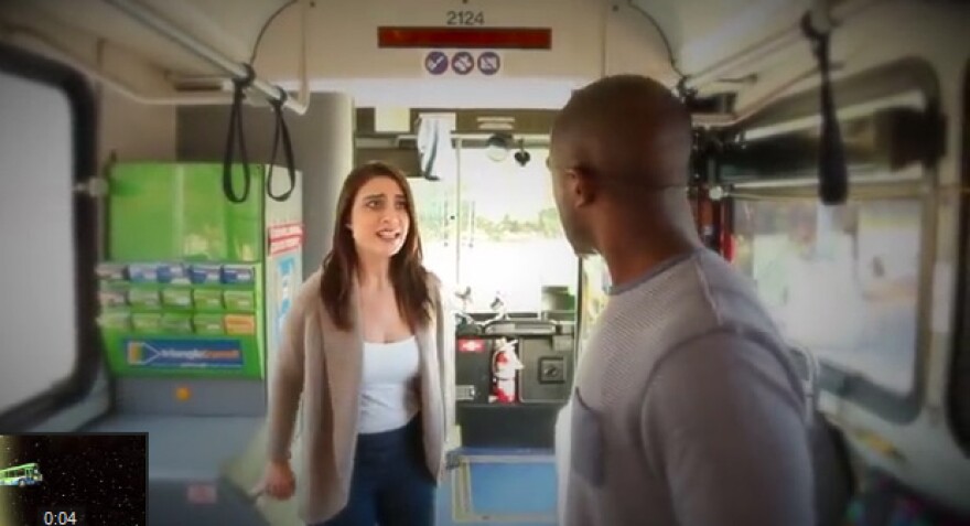 A still from the online soap opera, As The Bus Stops