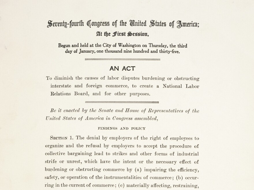 The National Labor Relations Act, also known as the "Wagner Act," became law in 1935. It's the basis for employees' rights to talk about wages with their coworkers.