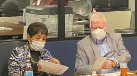Mecklenburg Board of Elections Members reviewing absentee ballots