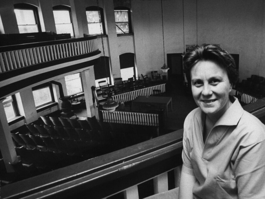 Harper Lee in a courthouse near her hometown of Monroeville, Ala.