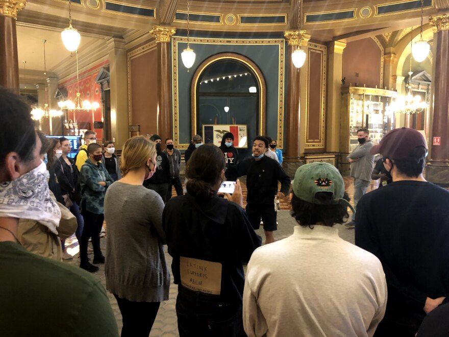 Racial justice advocates held protests in the Iowa Capitol in June 2020.