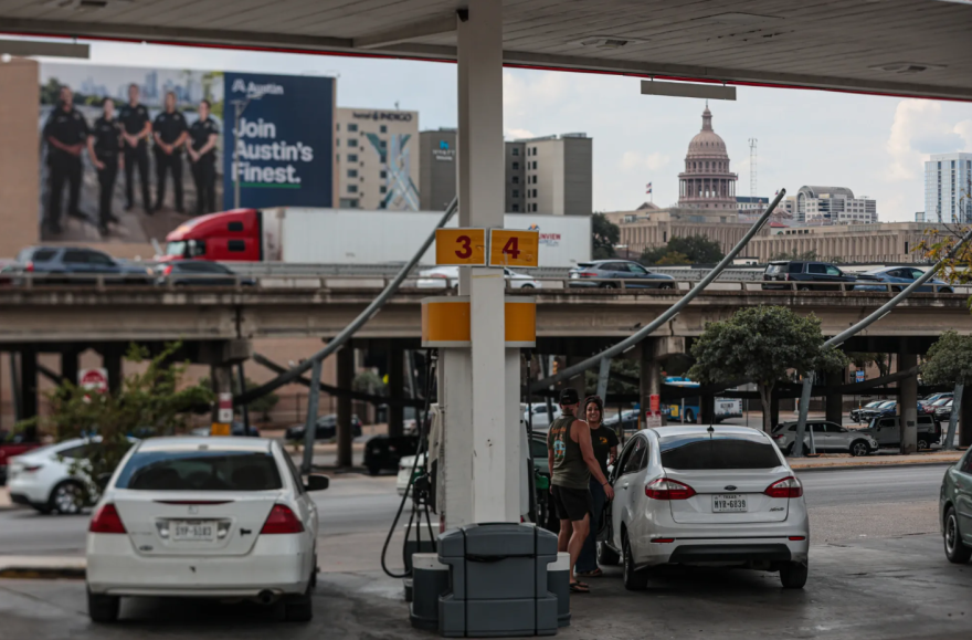 A Shell gas station sits next to the Texas State Capitol in Austin on Sept. 26, 2026.