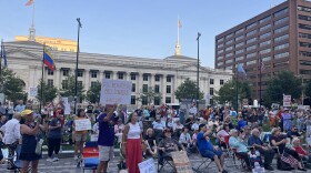Delawareans gather to participate in a "Good Trouble Lives On" rally on Thursday at Rodney Square in Wilmington, Del.
