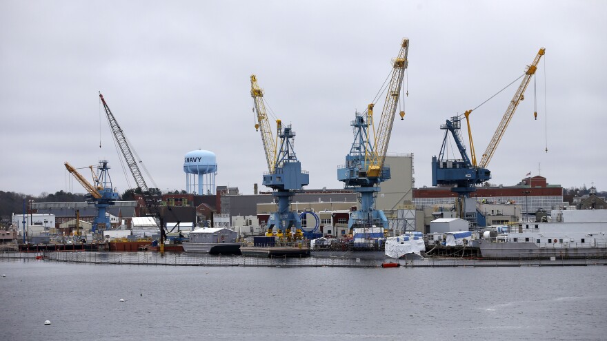 Portsmouth Naval Shipyard in Kittery, Maine, seen last year, is one of the shipyards getting an influx of reservists to handle a work backlog caused by the COVID-19 pandemic.