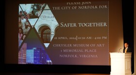 Alex De Paula, former program director of Safer Together, speaks about the anti-violence initiative in April 2024, at Chrysler Hall in Norfolk, Virginia. The three-year, $2 million program was cancelled this year after the Trump administration stopped funding its federal grant.