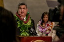 Hawaiʻi Senate President Ron Kouchi speaks to reporters after