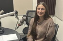 Adalyn Cruitt at the mic in NPR Illinois Studio F