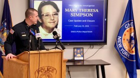 Elmira Police Chief Kristen Thorne speaks to the press and law enforcement partners during a press conference about the alleged suspect in the cold case of 12-year-old Mary Theresa Simpson.